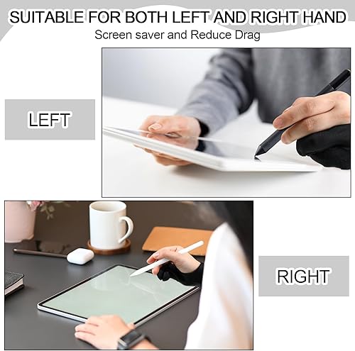 Miniatura 4 de 12 guantes de dibujo para tableta de dibujo, dos dedos para mano izquierda y derecha, lápiz digital para bocetos de papel, iPad, pintura de monitor,