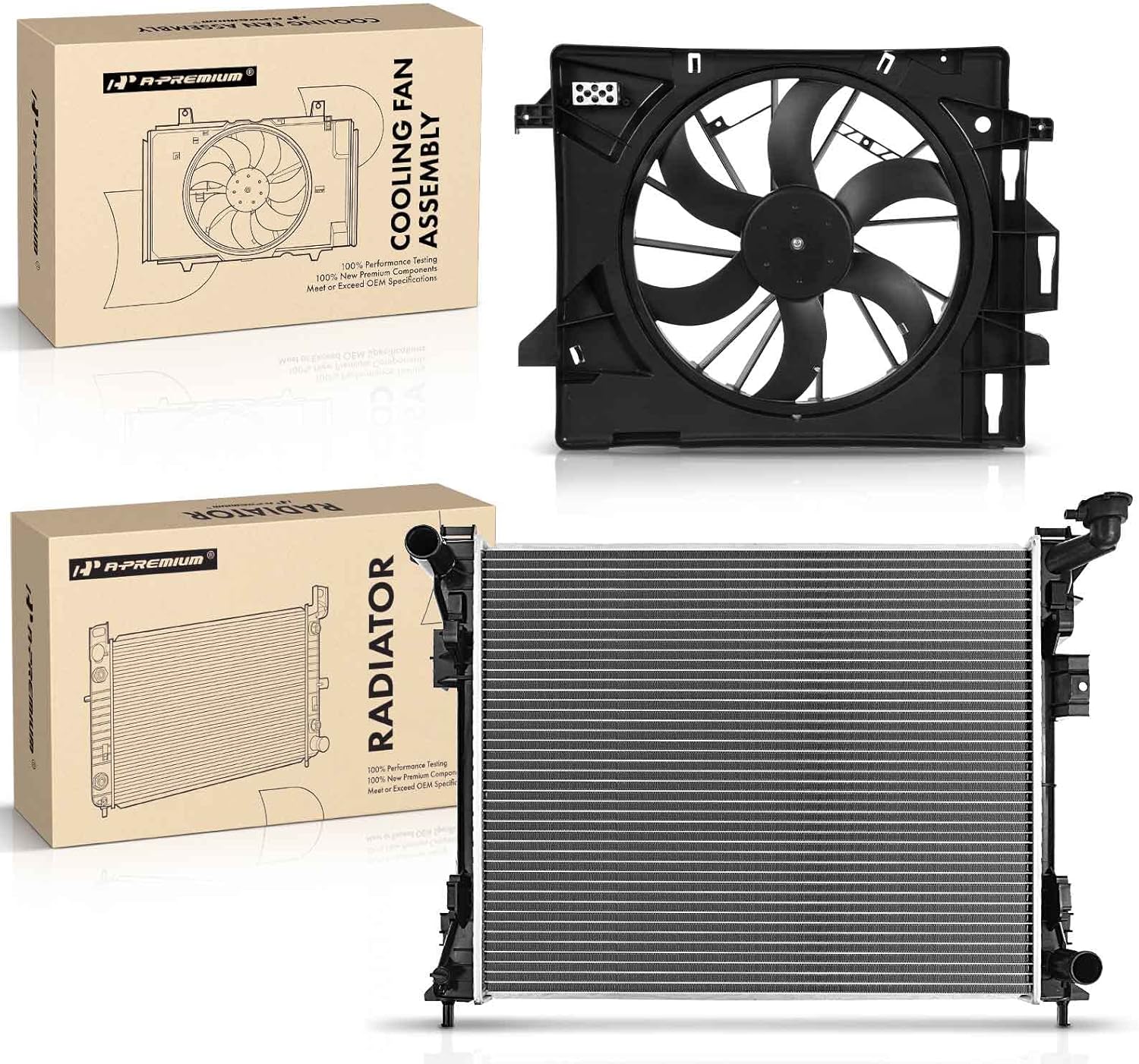 A-Premium Engine Coolant Radiator and Cooling Fan Assembly 2-PC Set