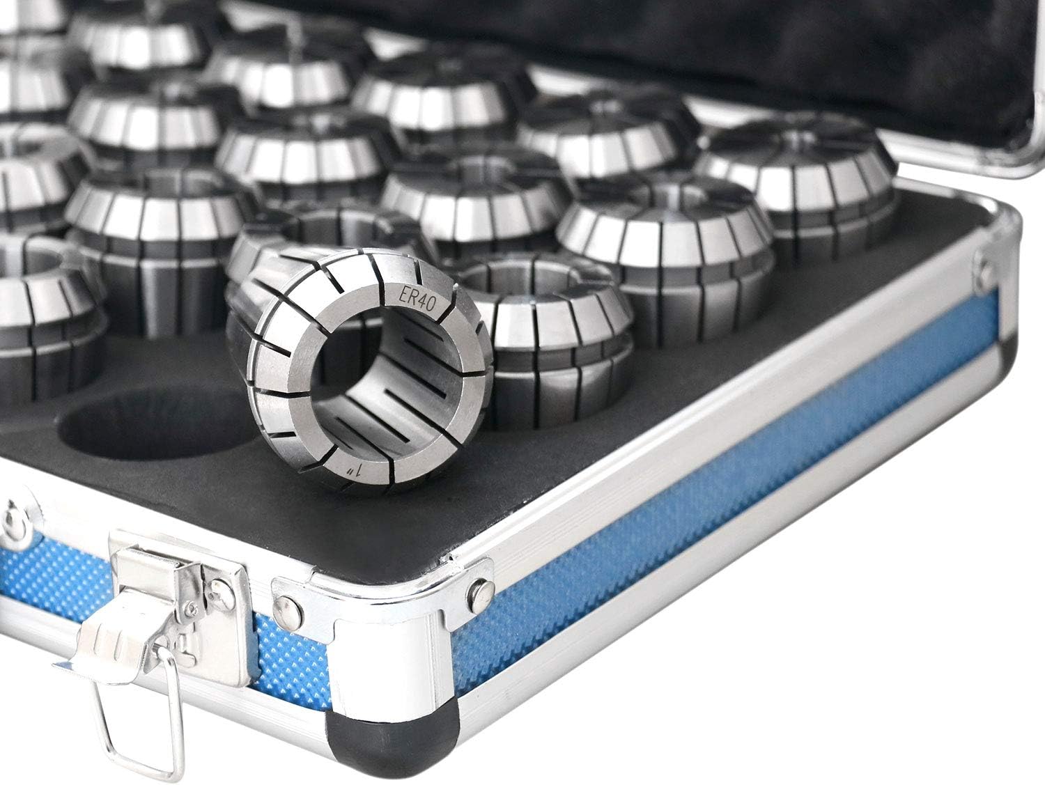 Accusize Industrial Tools 23 Pc Er40 Collet Set, Size from 1/8'' to 1'' in Fitted Strong Box, 0223-0935