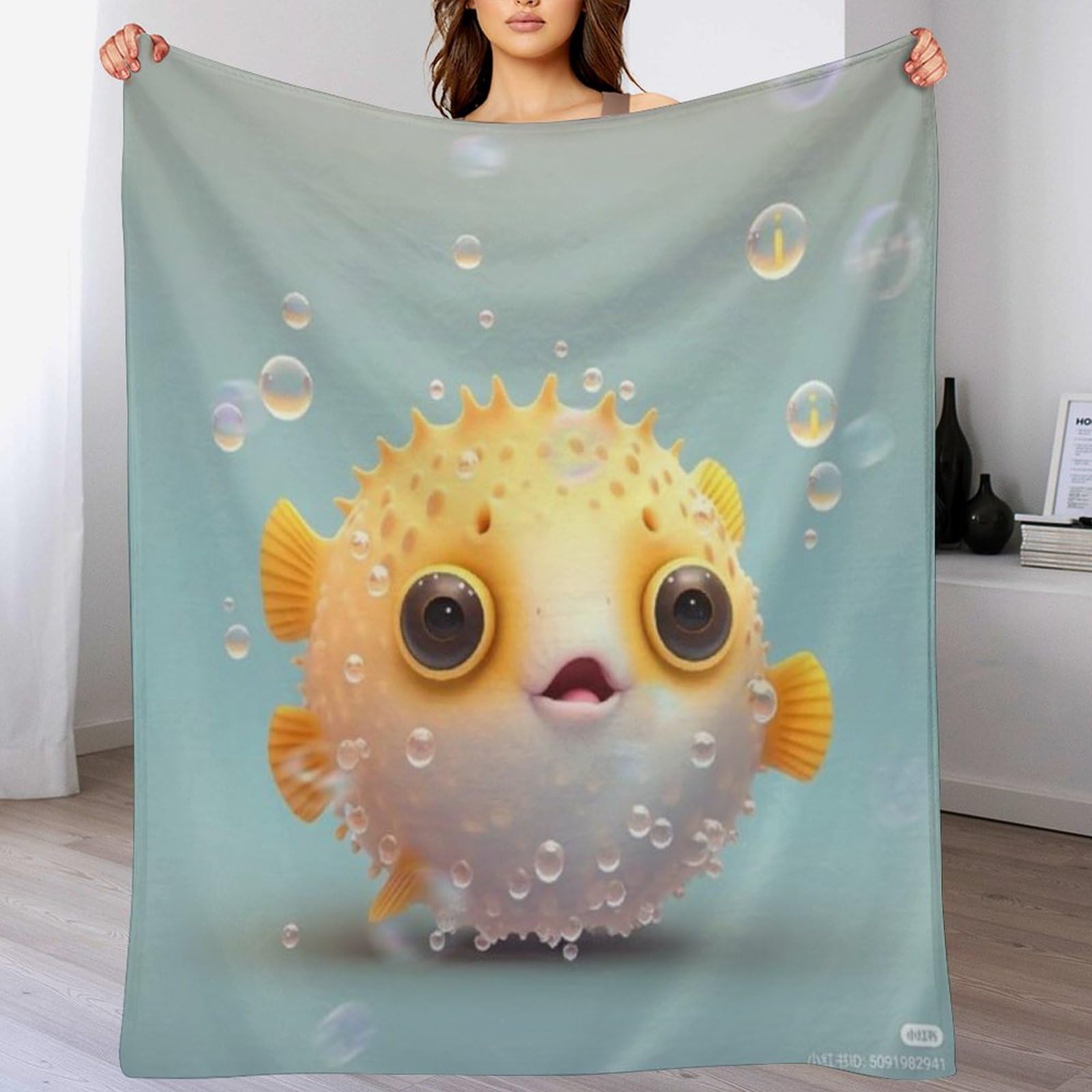 Couverture poisson en flannel haut de gamme pour lit et fauteuil élégant 180x200