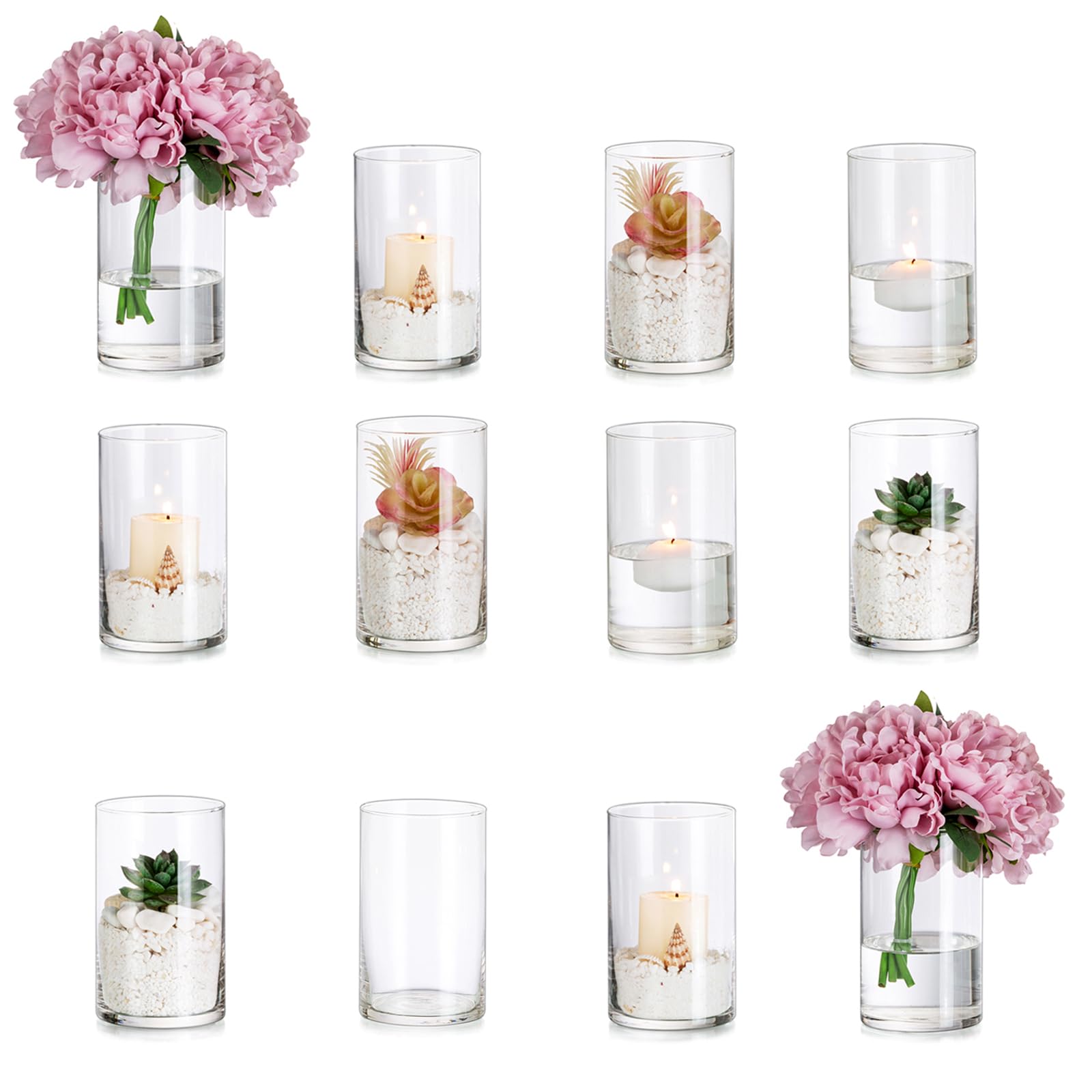 Romadedi Glas-Kerzenhalter Klein, Transparent – Für Kegelkerzen, Tischdeko Zu Weihnachten, Hochzeit, Party
