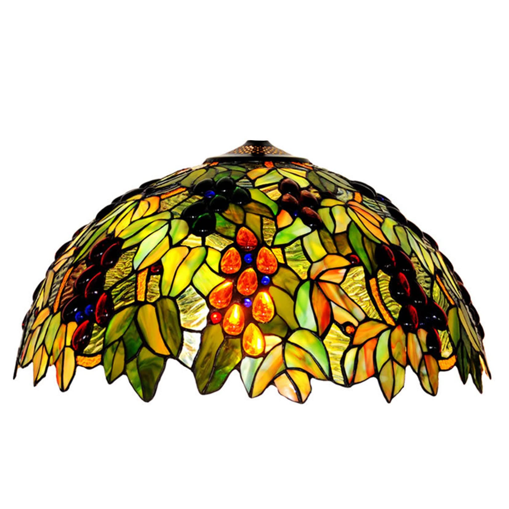 SaryEdge Tiffany Style Grape And Leaf Stained Glass Table Pendant Light Floor Lamps Replacement Lamp Shade,18 Inch Width, Only Lampshade, Exclude Accessories, Pack of 1，，