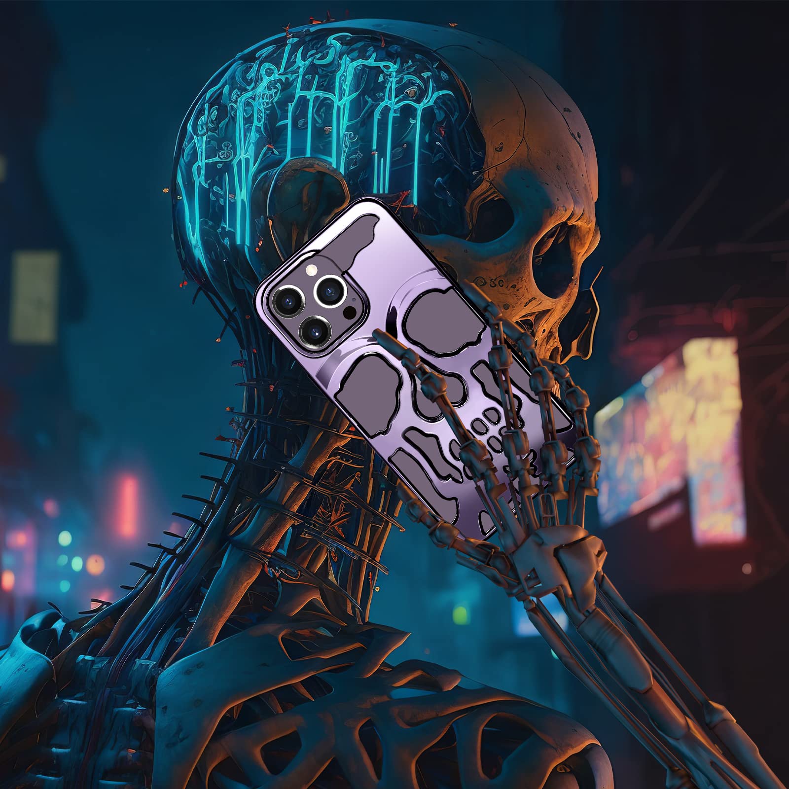 Lotadilo Schutzhülle für iPhone 13 Pro Max für Männer und Frauen, cooles Totenkopf-Skelett, lustig, Gothic, hohl, 13 Pro Max, Hüllen für Jungen und Mädchen, niedlich, ausgehöhlt, stoßfest, für 13