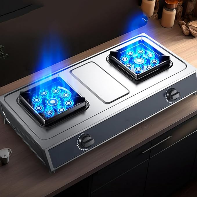 Estufa Gas 2 Quemadores Mesa Acero Inoxidable NG/LPG miniatura 7