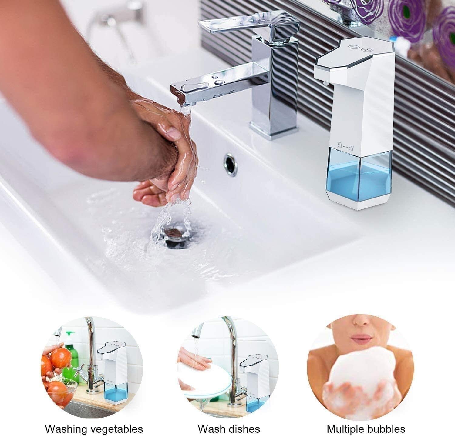 Distributore di Sapone Automatico, Dispenser di Sapone schiumogeno touchless 12oz, distributore di Sapone a Mano Spumante Impermeabile in Piedi per Bagno/Cucina/Hotel/Scuola/Ristorante