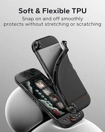JEMDO Textured Grip Protective Case Compatible with Nintendo Switch 2 (2025) Only Black Matte Shockproof TPU Shell with Anti-Slip Handles, Ergonomic & Comfort Slim Back Cover