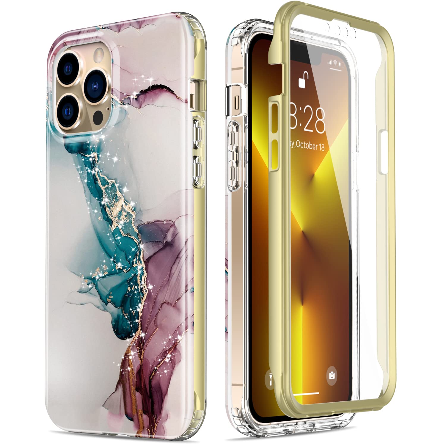 Esdot for iPhone 13 Pro Max Case with Built-in Screen Protector,Military Grade Cover with Fashion Designs for Women Girls,Protective Phone Case 6.7"