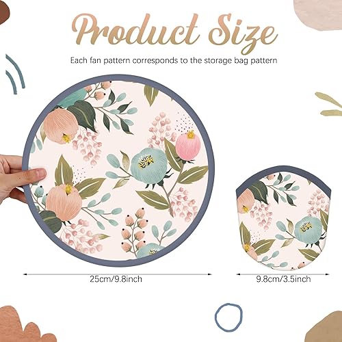 Vista 9 de Gejoy Ventilador plegable de 24 piezas de estilos abstractos, ventiladores de refrigeración compactos de mano, ventiladores redondos multifunción