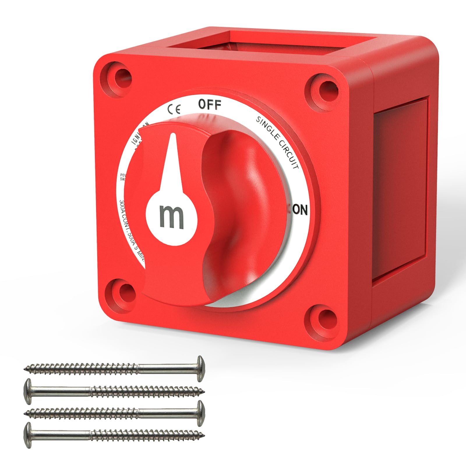 300A Heavy Duty Boat Battery Disconnect Switch, 12V-48V Waterproof Marine Battery Cut Off Switch with ON/Off Power Control for Car, Boat, RV, ATV, UTV