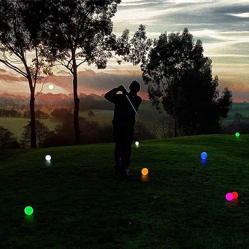 Miniatura 9 de Crestgolf Paquete de 6 pelotas de golf que brillan en la oscuridad iluminadas por la noche con temporizador de reinicio de 12 minutos, juegos de