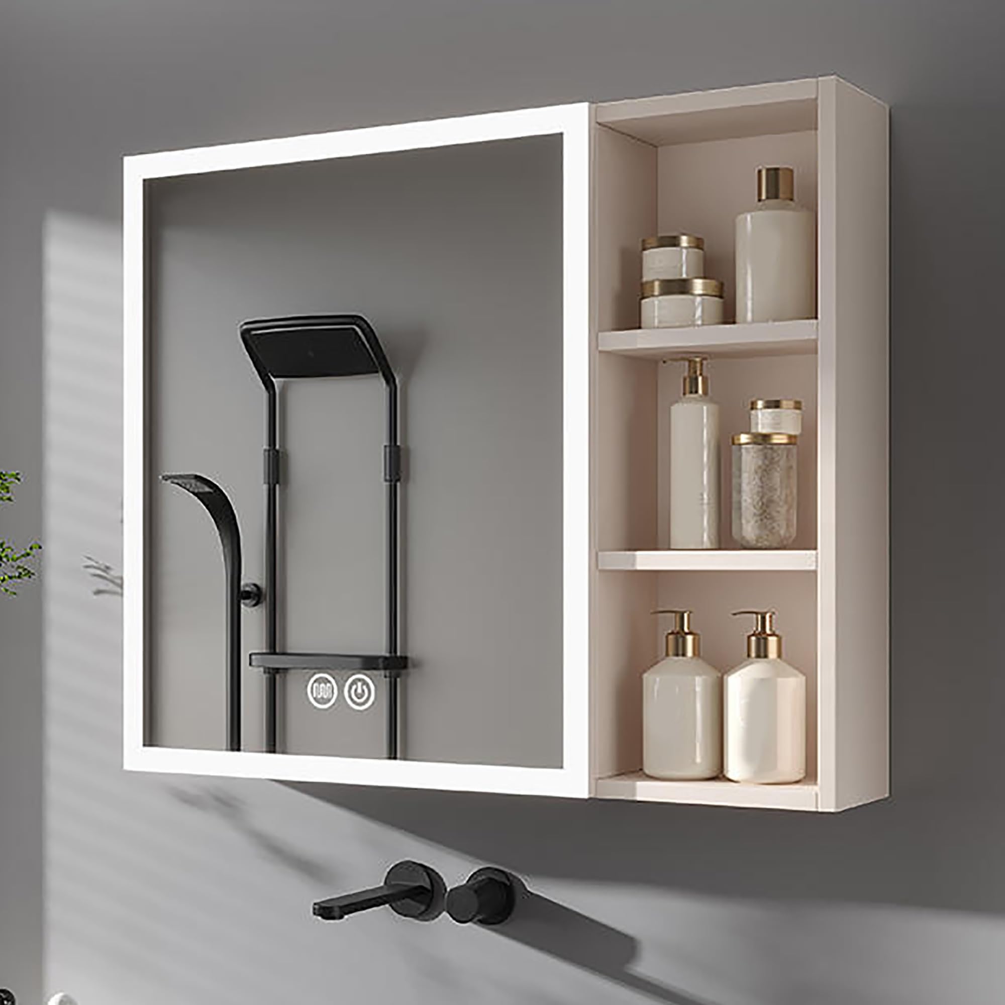 FGXHHS Modern Medicine Cabinet with Mirror, Defogging Wall-Mount Bathroom Storage Cabinet, Stylish Vanity nizer, Above Toilet Space Saver for