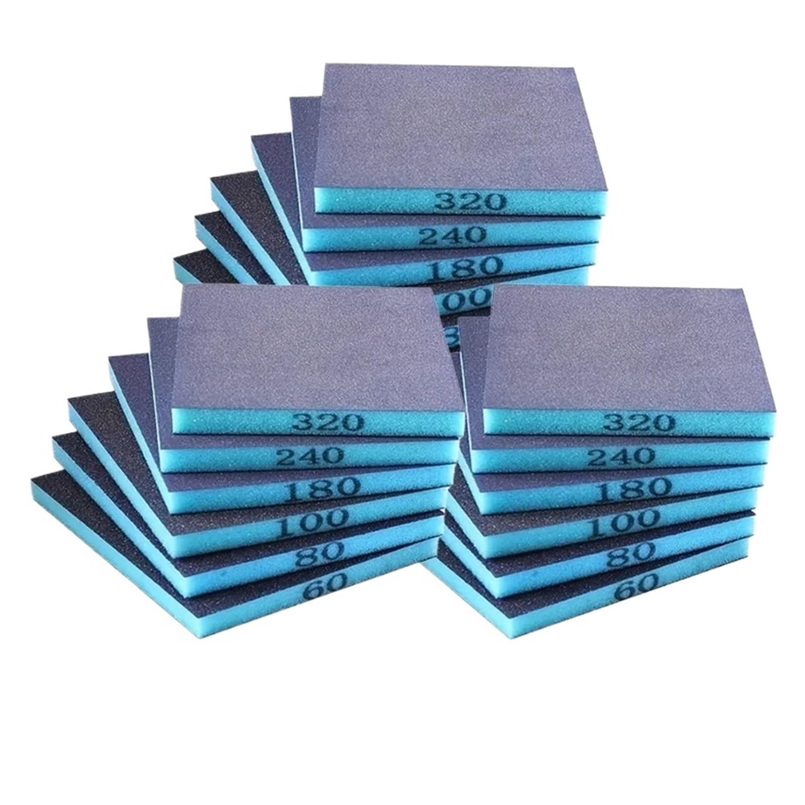 Spugna abrasiva riutilizzabile a umido e a secco, blocchi di carta vetrata a doppia faccia grossa for la lavorazione del legno, lucidatura dei metalli, tamponi a grana fine(18pcs- (3 sets))