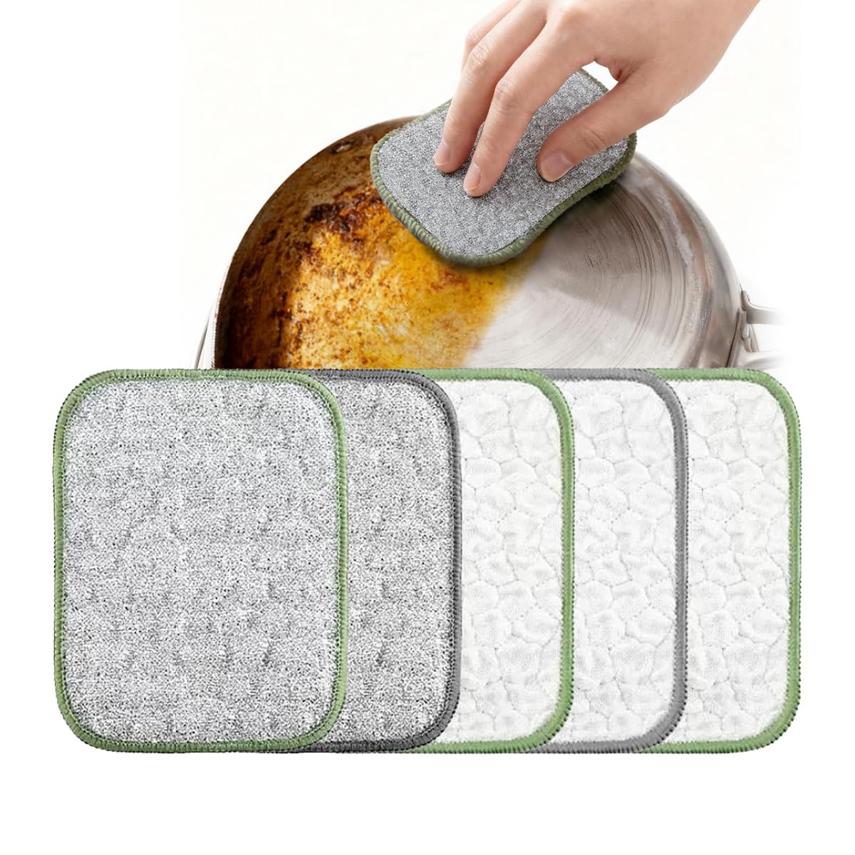 2026 New Multipurpose Wire Dishwashing Rags Double Layer Metal Scrubbing Pads Non-Scratch Reusable Cleaning Cloths for Kitchen Pots