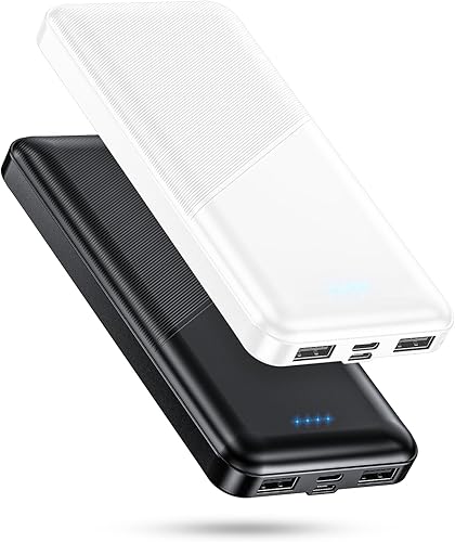 Feeke Cargador portátil - Banco de energía - Paquete de 2 unidades de 15000 mAh Dual USB Power Bank Output 5V3.1A Cargador portátil de carga rápida
