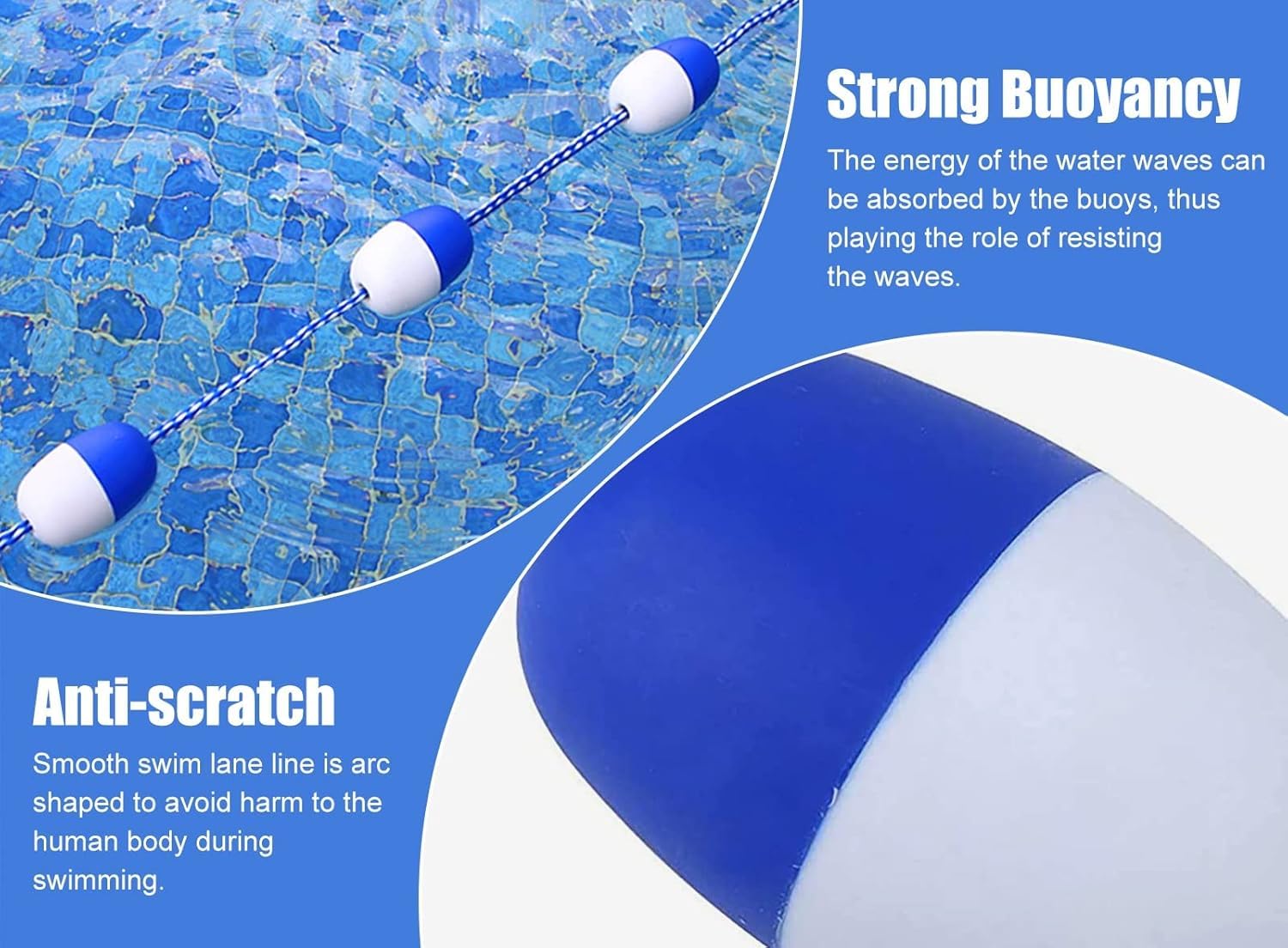 Corde galleggianti per piscine, divisorio per tutte le piscine (1 m) – Migliora la sicurezza e nizat per piscine, ideale per famiglie e feste in piscina