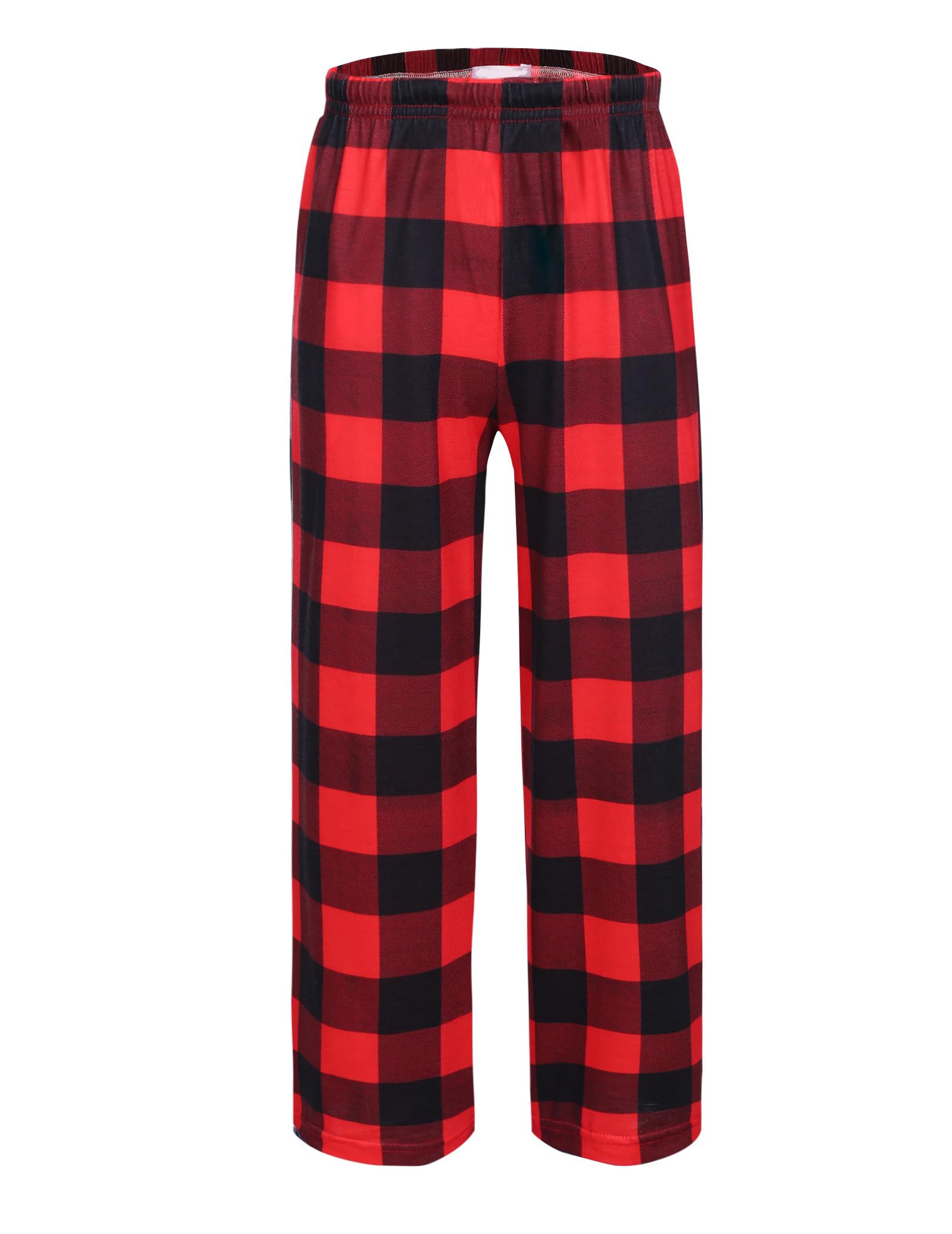 Arshiner Jungen Schlafanzughose Lang Elastische Taille Pyjamahose Kinder Kariert Freizeithose mit 2 Taschen Schlafanzüghosen 5-14 Jahre