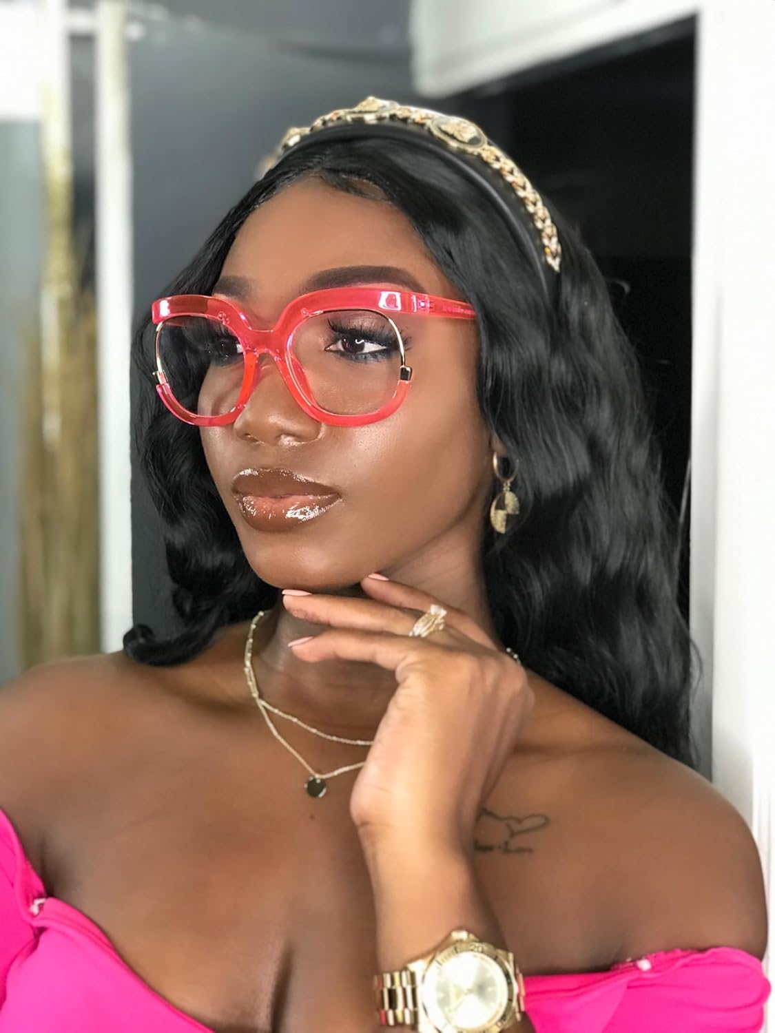 VOOGLAM Oversized Square Glasses Frame with Clear Lens for Women Fredia OX739865 - Image 2