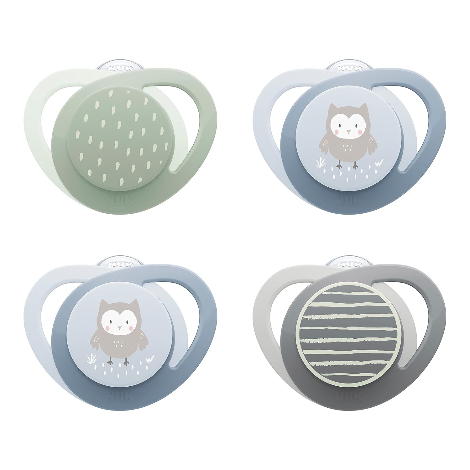 NUK Glow-in-the-Dark Orthodontic Pacifier with Heart-Shaped Shield, BPA-Free, fits 0-6 Months, 4-Pack