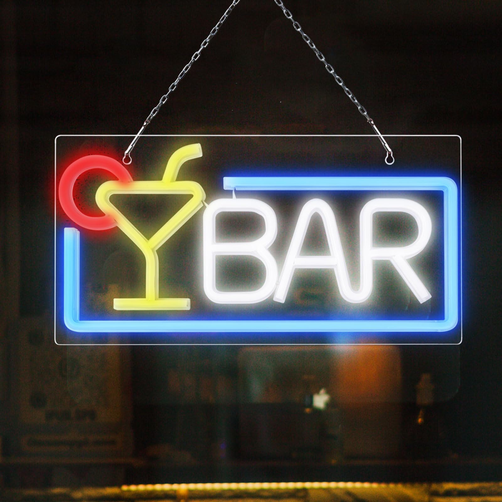 Enseigne Lumineuse Bar Néon LED : Panneau acrylique 38x23cm, avec Enseigne Lumineuse Bar Néon LED : Panneau acrylique 38x23cm, avec