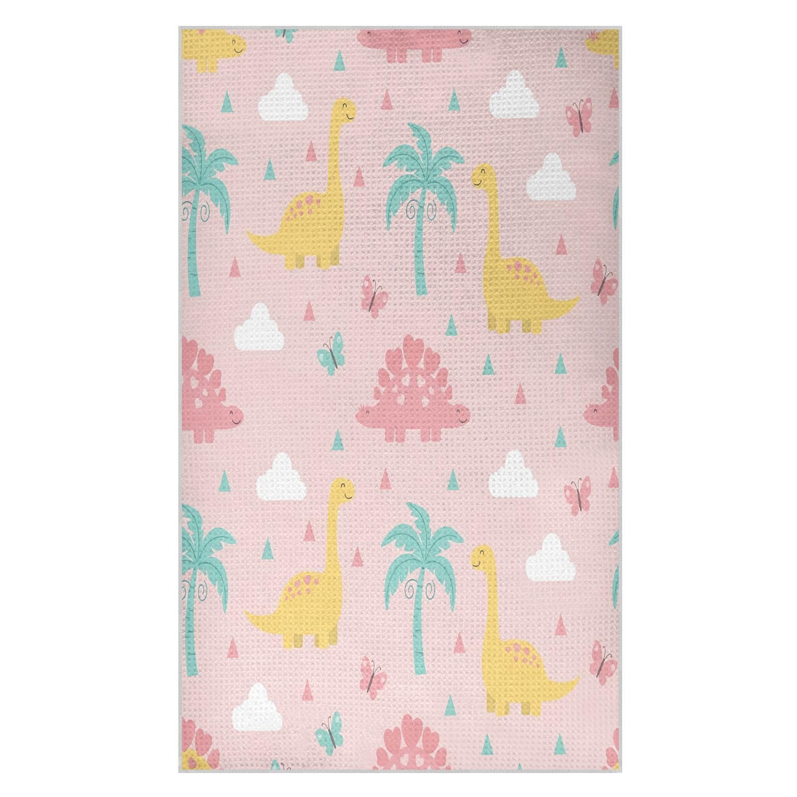BURSTDDY Cartoon Dinosaur Kitchen Towels,Absorbent Dish Towels 2 Pack