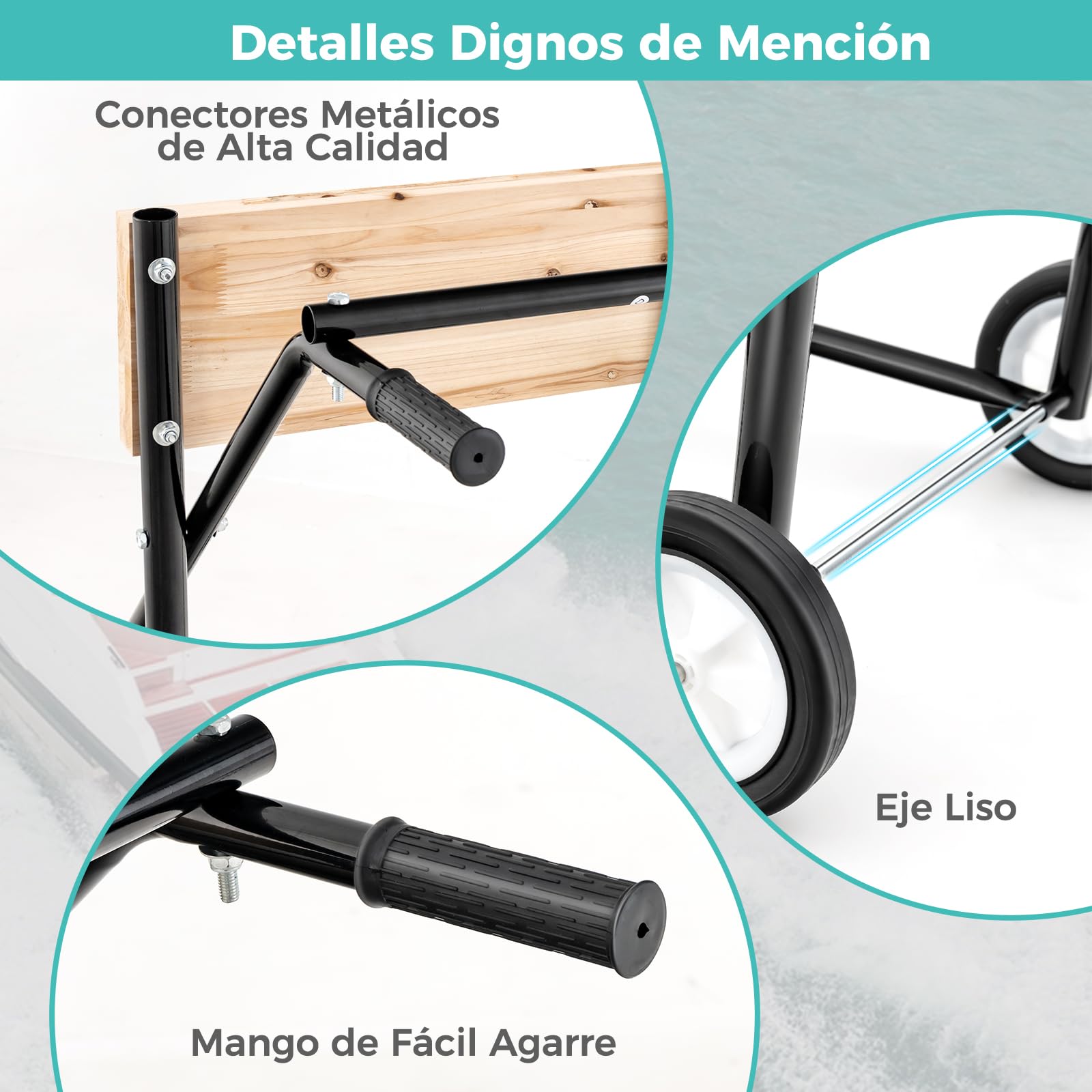 GYMAX Soporte Motor Fueraborda, Carro con 4 Ruedas, Asas de Fácil Agarre, Marco de Metal Sólido, Capacidad de Peso de 150 kg, Soporte para Motor Multiusos