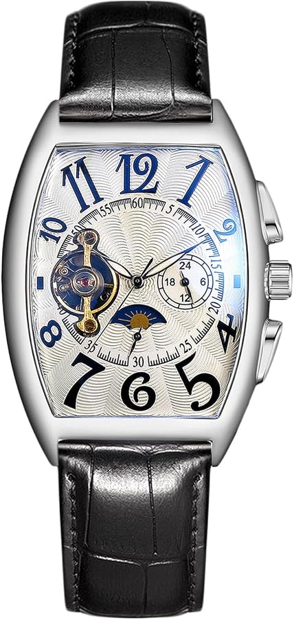 RORIOS Orologio Meccanico Automatico Uomo Tourbillon - Quadrante Scheletrato, Multifunzione, Cinturino Acciaio Inox, Affari