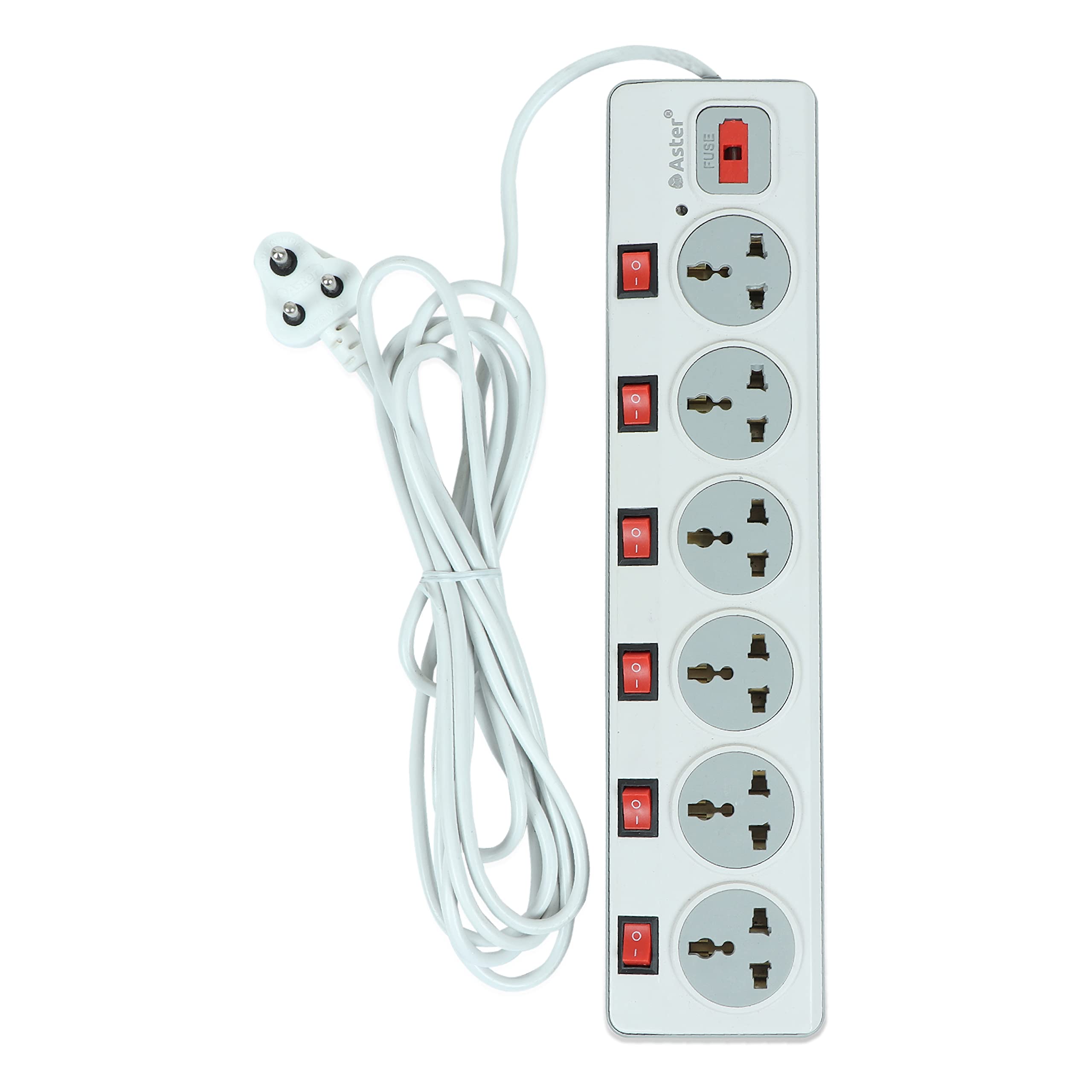 Buy Aster 6 Socket Extension Board with Individual Switches, LED