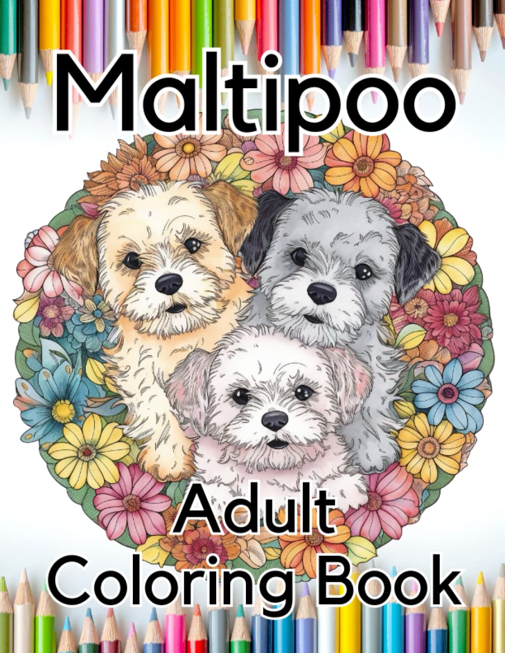 Maltipoo Adult Coloring Book: 50 Coloring Pages