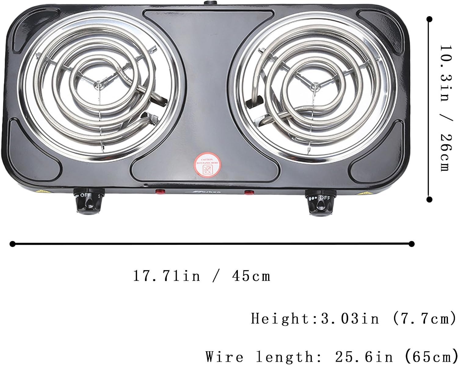 2200W Portable Electric Hot Plate for Cooking, Two Burner Electric Cooktop,Double Coil Electric Burner, Electric Stove with 2 Burner,Adjustable Temperature Control, (black)