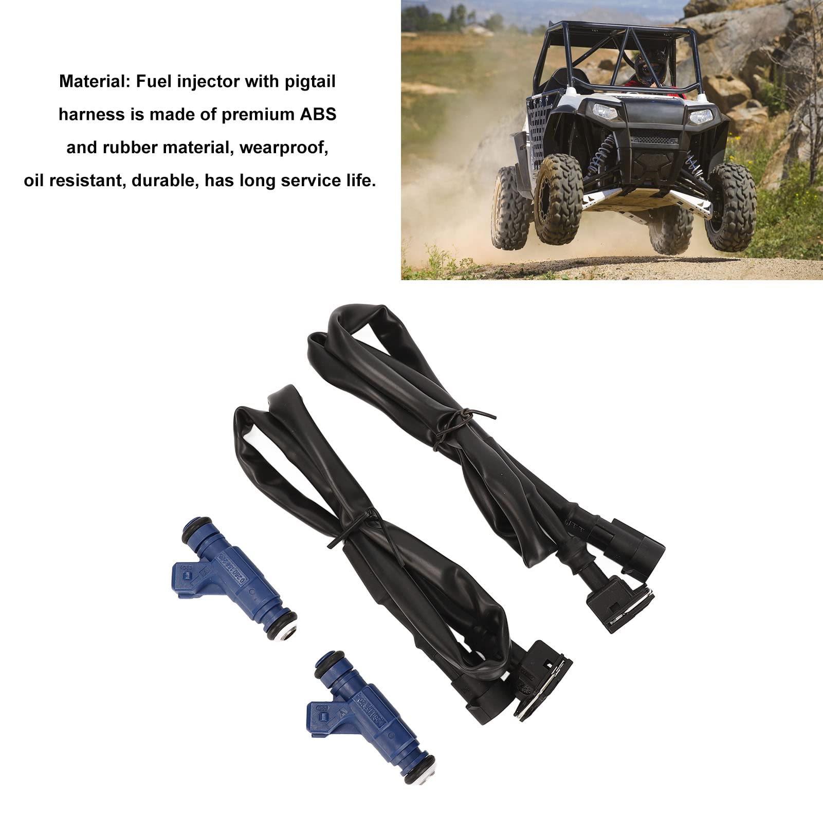 Qiilu 1202863 Zestaw Wtryskiwaczy Paliwa z Wiązką Pigtail dla Polaris Ranger 700 2005-2009 dla Polaris RZR 800 2008-2010 1253558 100-4332 0280156208 Wymiana