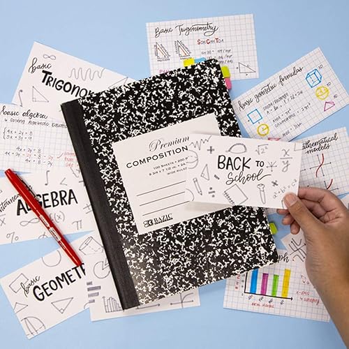 Miniatura 7 de BAZIC - Tarjetas de índice blancas de 100 quilates. Tarjetas flash de 3 x 5 pulgadas con renglones cuádruples para escuela, papelería u suministros