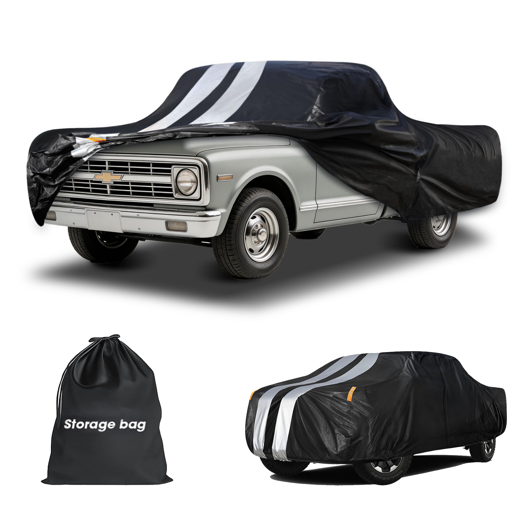 Photo 1 of Chevy C10 Truck Cover Custom Fit 1960-1987 Regular Cab Short Bed(6.5') with Door Zipper, 10 Layers Outdoor Heavy Pickup Truck Cover Waterproof All Weather, Wind Dust Sun Protector.