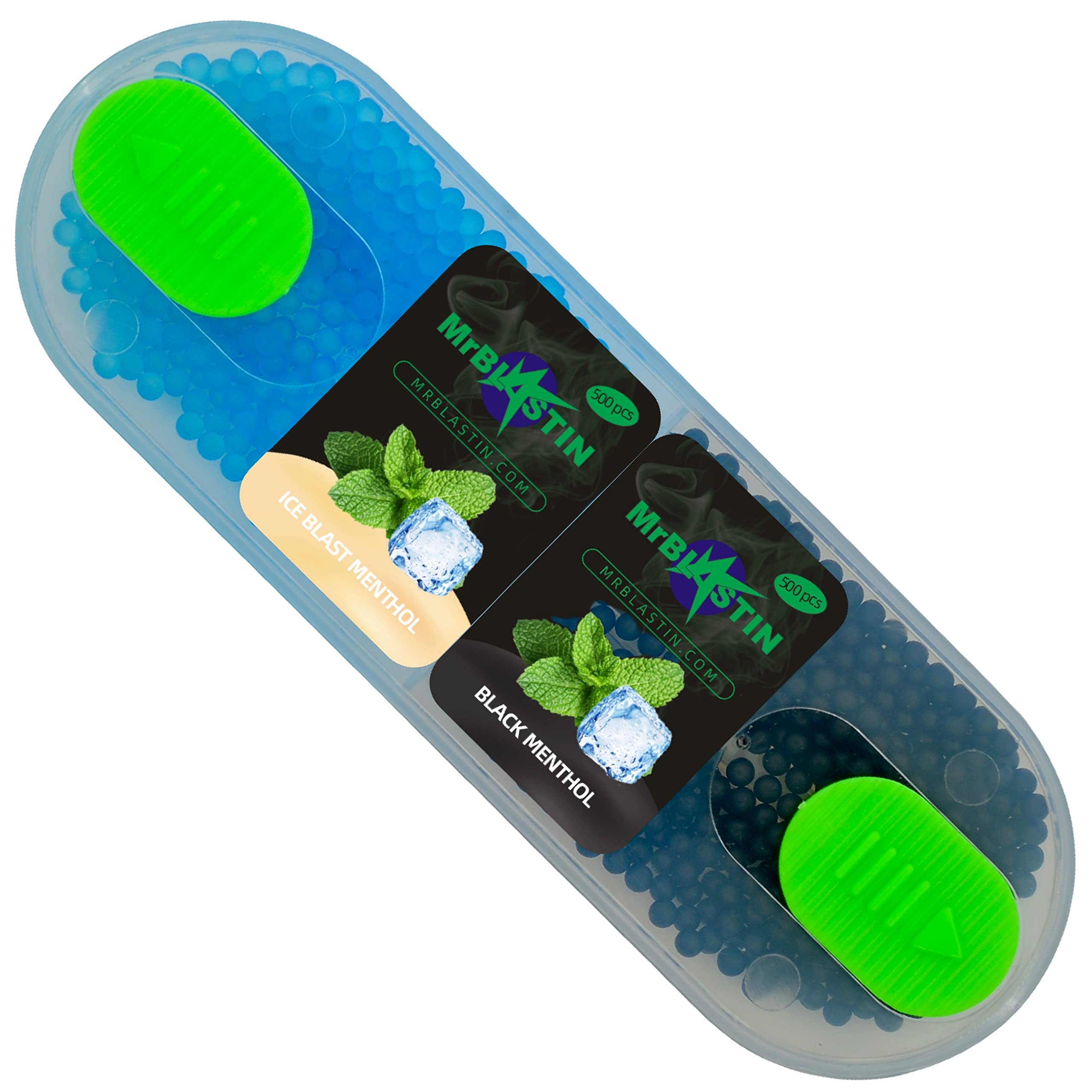 1000 pcs Menthol Cigarette Crushballs Pack – Dispenser Case of Flavoured Pop Aroma Crush Balls Capsules for Filter Tips Insertion, Click-On Beads (1000 Ice Blast - Black Menthol)