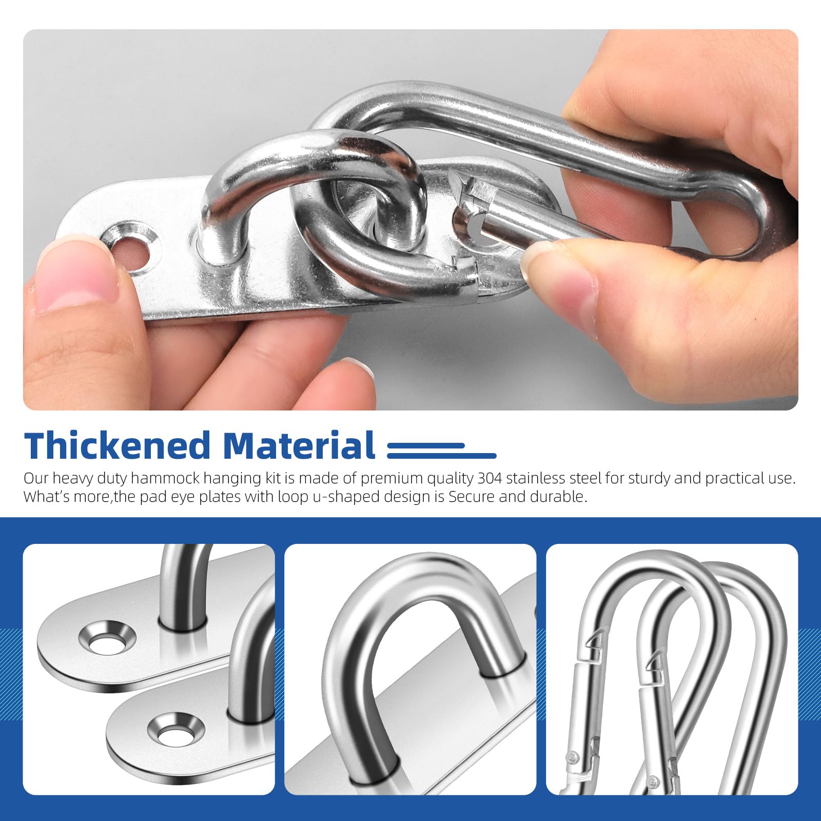 GLARKS 24pcs M8 Stainless Steel Pad Eye Plate Hook and Snap Hook Kit - Image 4
