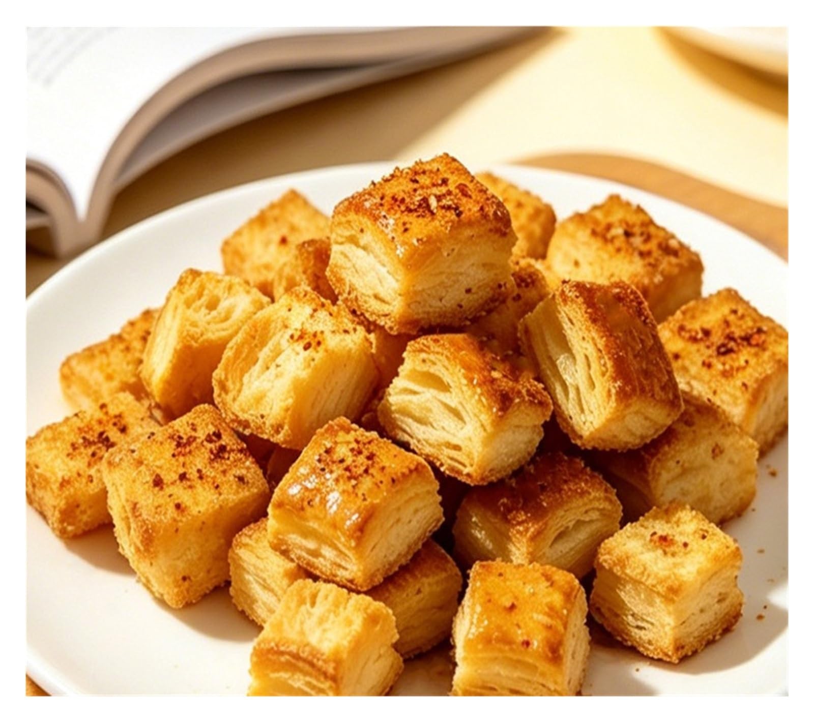 50 g de bocaditos de croissant de mantequilla, rico sabor tostado, una delicia crujiente del tamaño de un bocado(4bag)