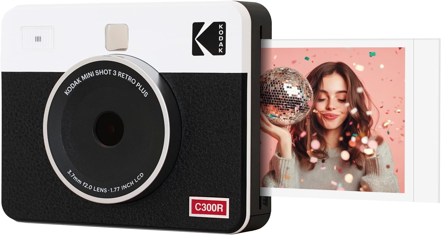 – Mini Shot 3 Retro - Portable Instant Camera and Photo Printer – 2-in-1 Printer Compatible with iOS & Android – Bluetooth Connection - (7.6 x 7.6 cm) - White