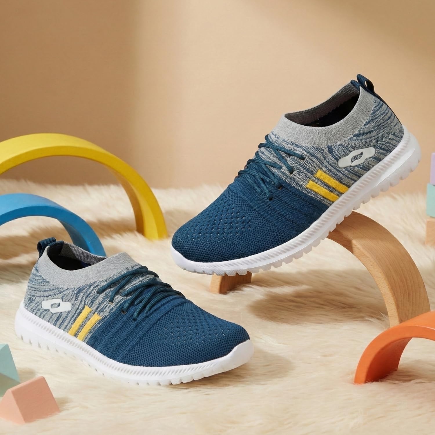TRASE Kids Sports Shoes for Boys | Lightweight Comfortable Running & Walking Shoes with Anti-Skid Sole (Blue-Yellow, 11 UK) 2