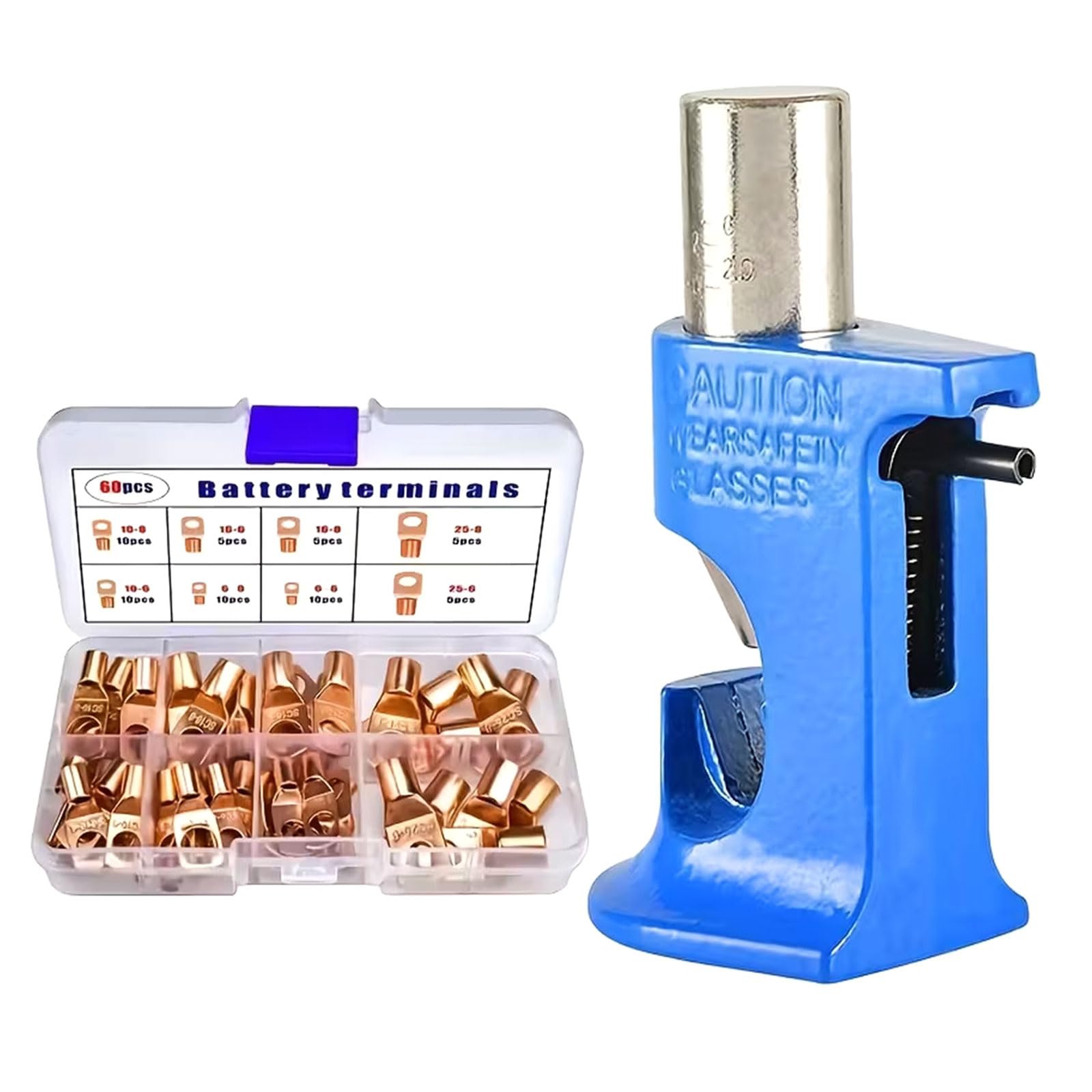 Kaccde Efficient Hammer Lugs Crimper Tool Includes 60Pcs Battery Cable Ends Terminals For Quick And Safe Wire Termination Battery Cable Ends Crimping Tool