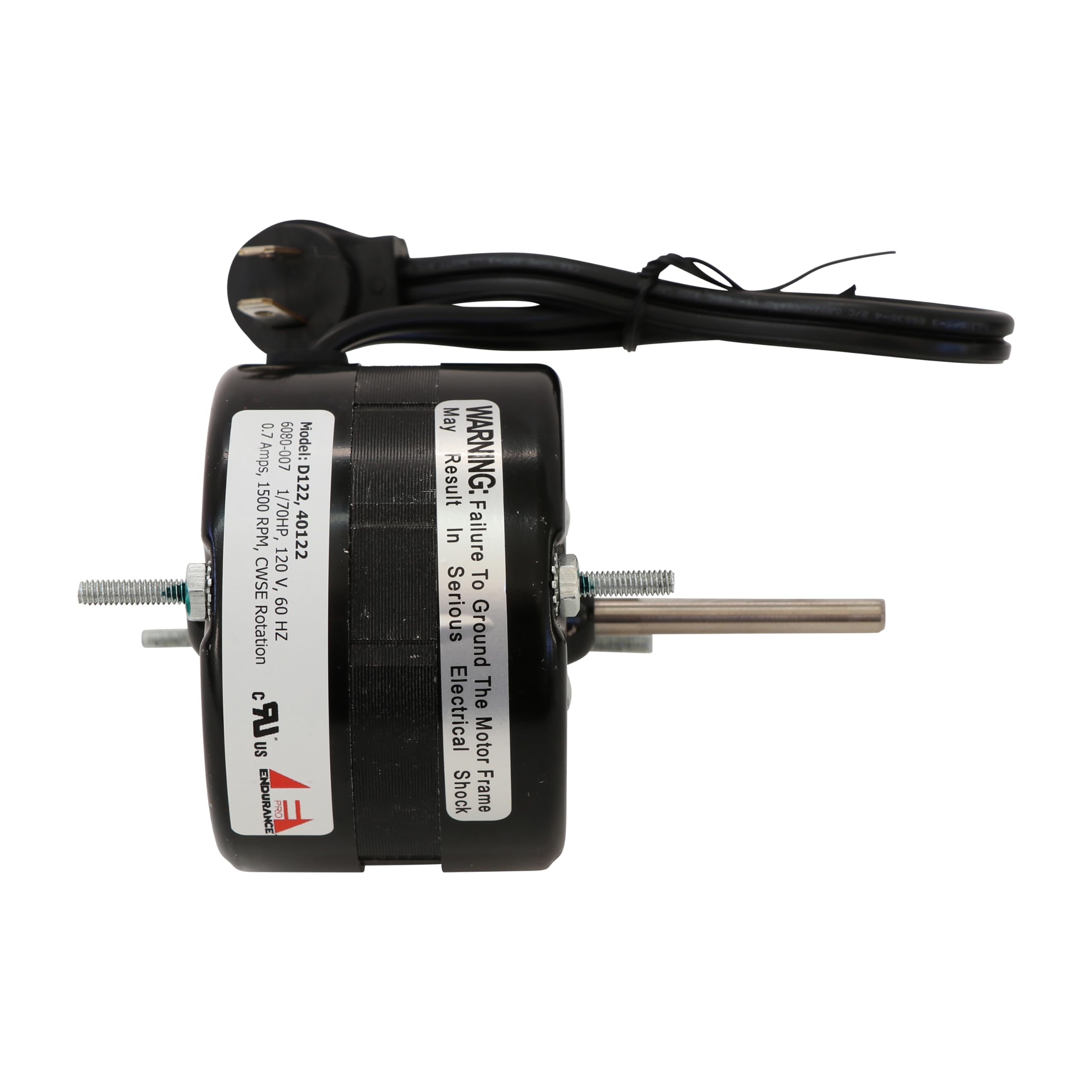 Endurance Pro D132, D122, D120 3.3” Frame, Replacement for Fasco, General Purpose Shaded Pole Electric Motor, Totally Enclosed with Sleeve Bearing, 1/70HP, 1500rpm, 115V, 60Hz, 0.7 amps, CW Rotation
