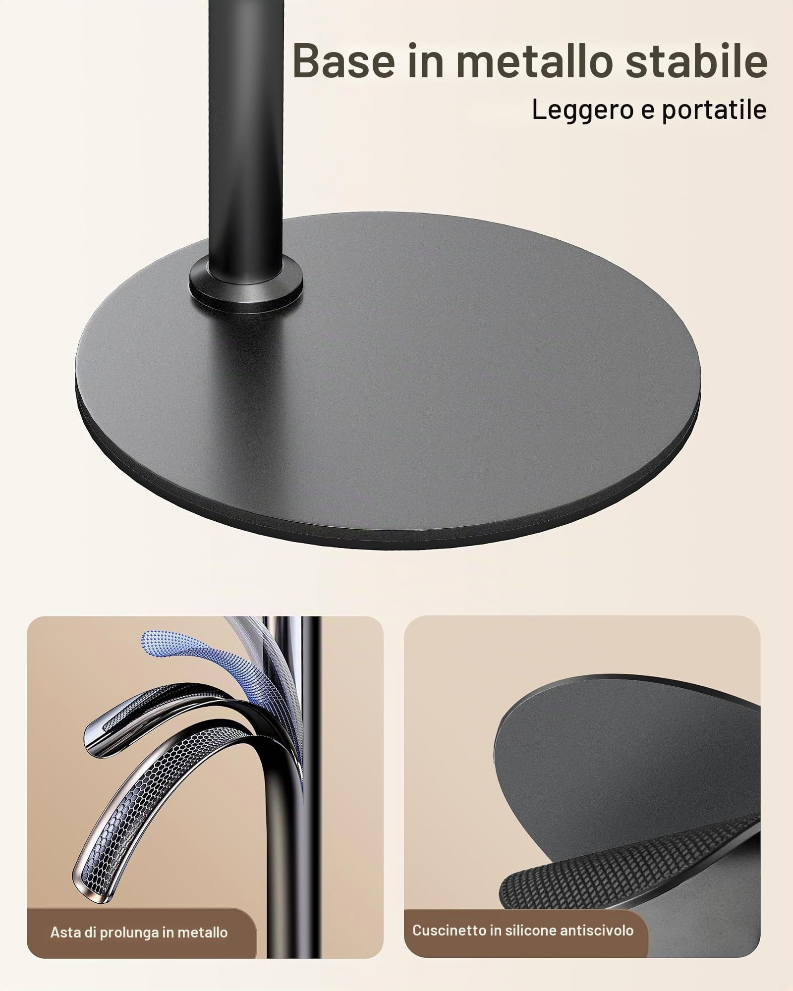 NiceVeedi Luce ad anello da 25,4 cm per registrazione video, 5000 mAh, pieghevole, per selfie, con supporto e supporto magnetico per telefono, luce halo per videoconferenze, per live streaming