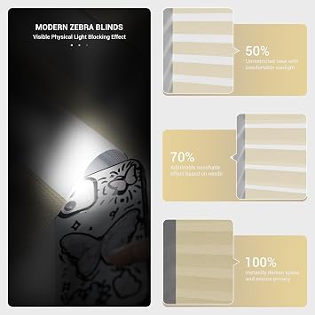 Cordless Zebra Blinds for Window Blackout Zebra Roller Blind with Thermal Insulation,Uv and Privacy Protection,Easy to Install Zebra Shade for Indoor Window, Beige, 22 W x 64 H