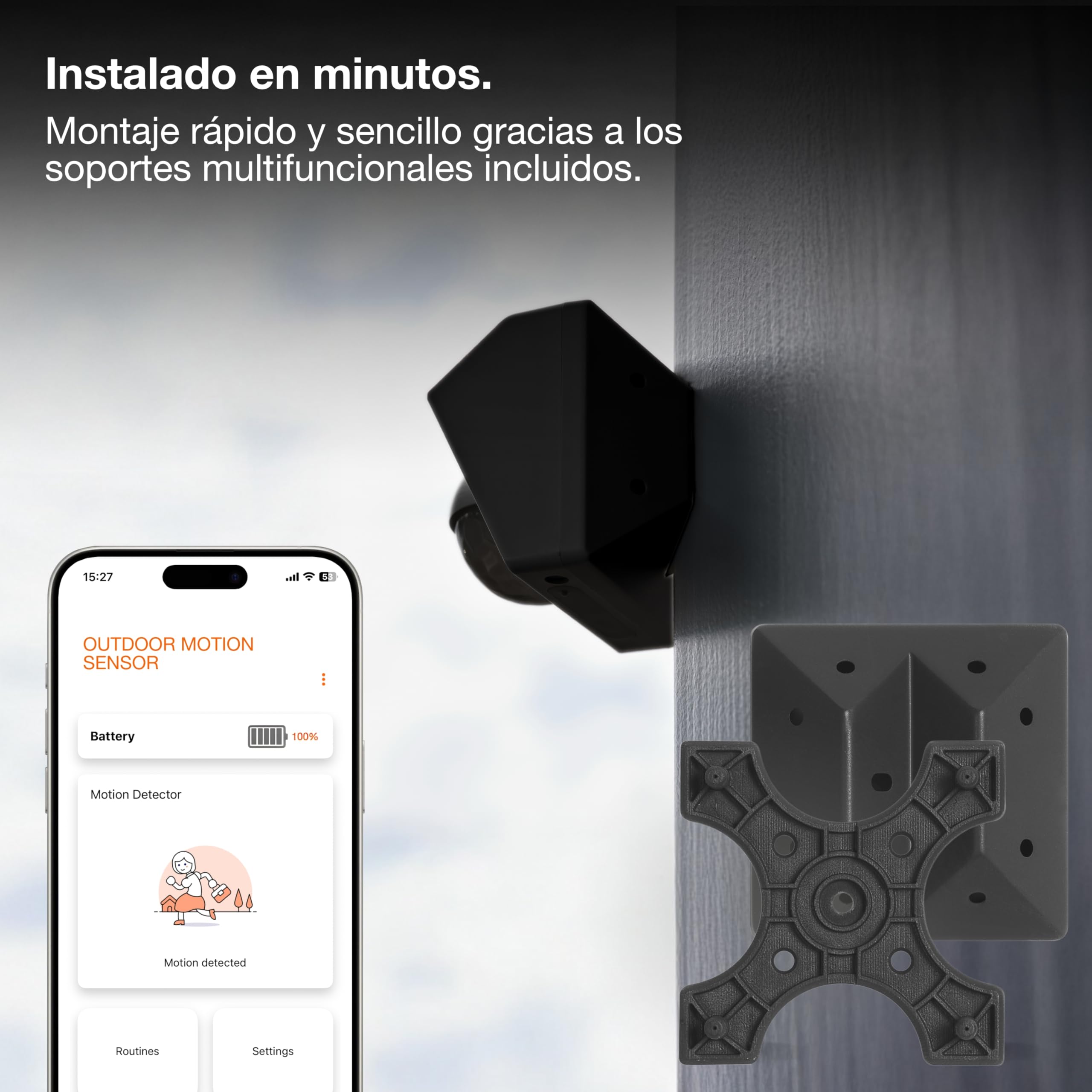 LEDVANCE SMART+ Sensor exterior para detección de movimiento con tecnología WiFi y célula solar, paquete de 4