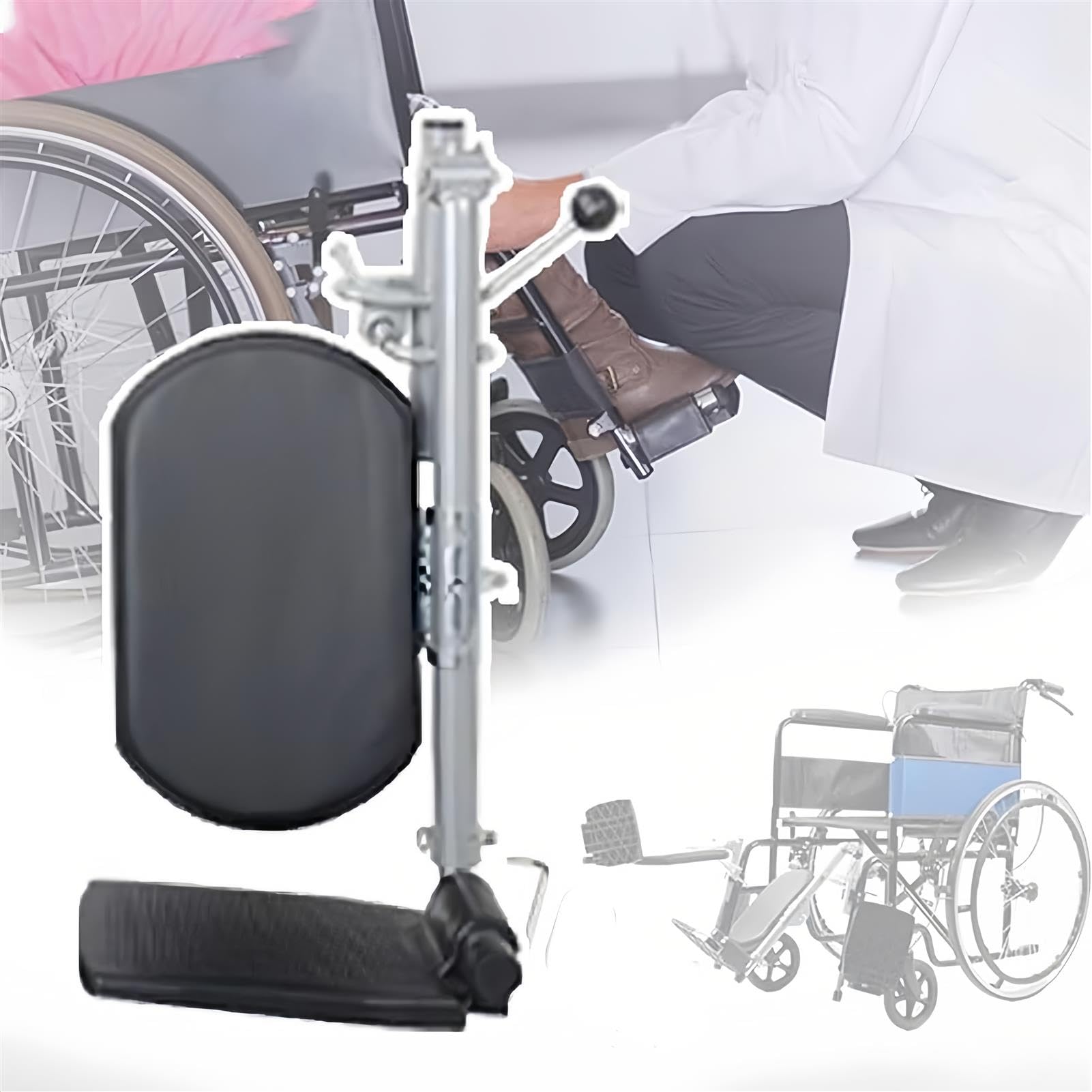 Poggiapiedi universali per sedia a rotelle con poggiapiedi in composito e supporti imbottiti per polpacci per maggiore comfort e mobilità