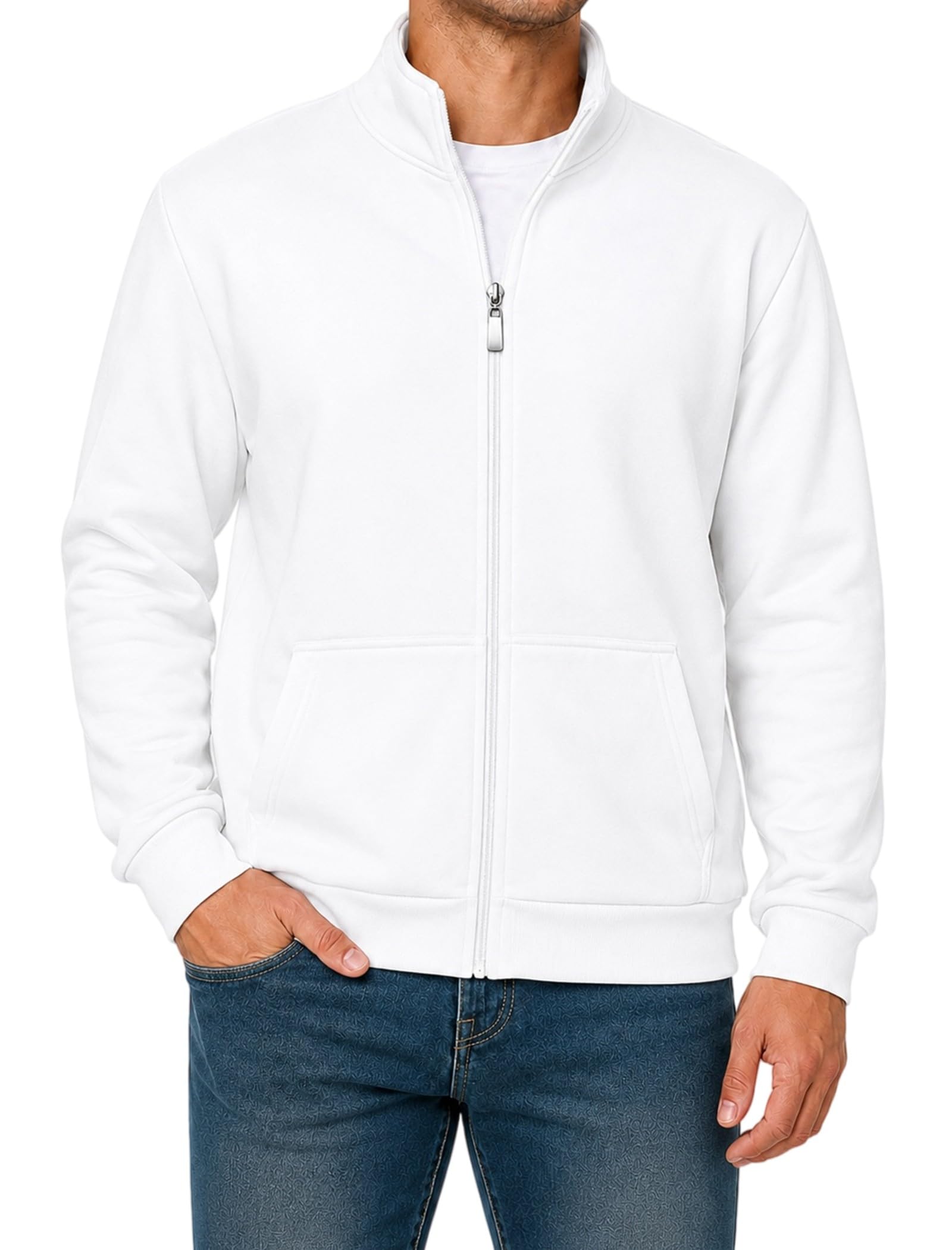 Asrlivp Men's Zip Up Sweatshirt Full Zip Fleece Jacket No Hood | Soft Fleece, Lightweight…