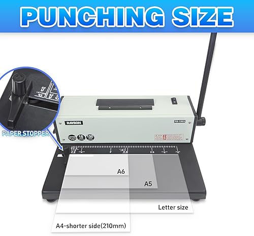 Miniatura 3 de Rayson Máquina obligatoria de bobina PD-1503, carpeta espiral de la echada 4:1 con el insertador eléctrico de la bobina para el tamaño máximo de la