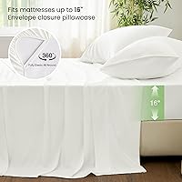 Vista 4 de Love's cabin Juego de sábanas tamaño individual de 3 piezas, 100% rayón derivado de bambú, refrescante y transpirable, bolsillo profundo suave