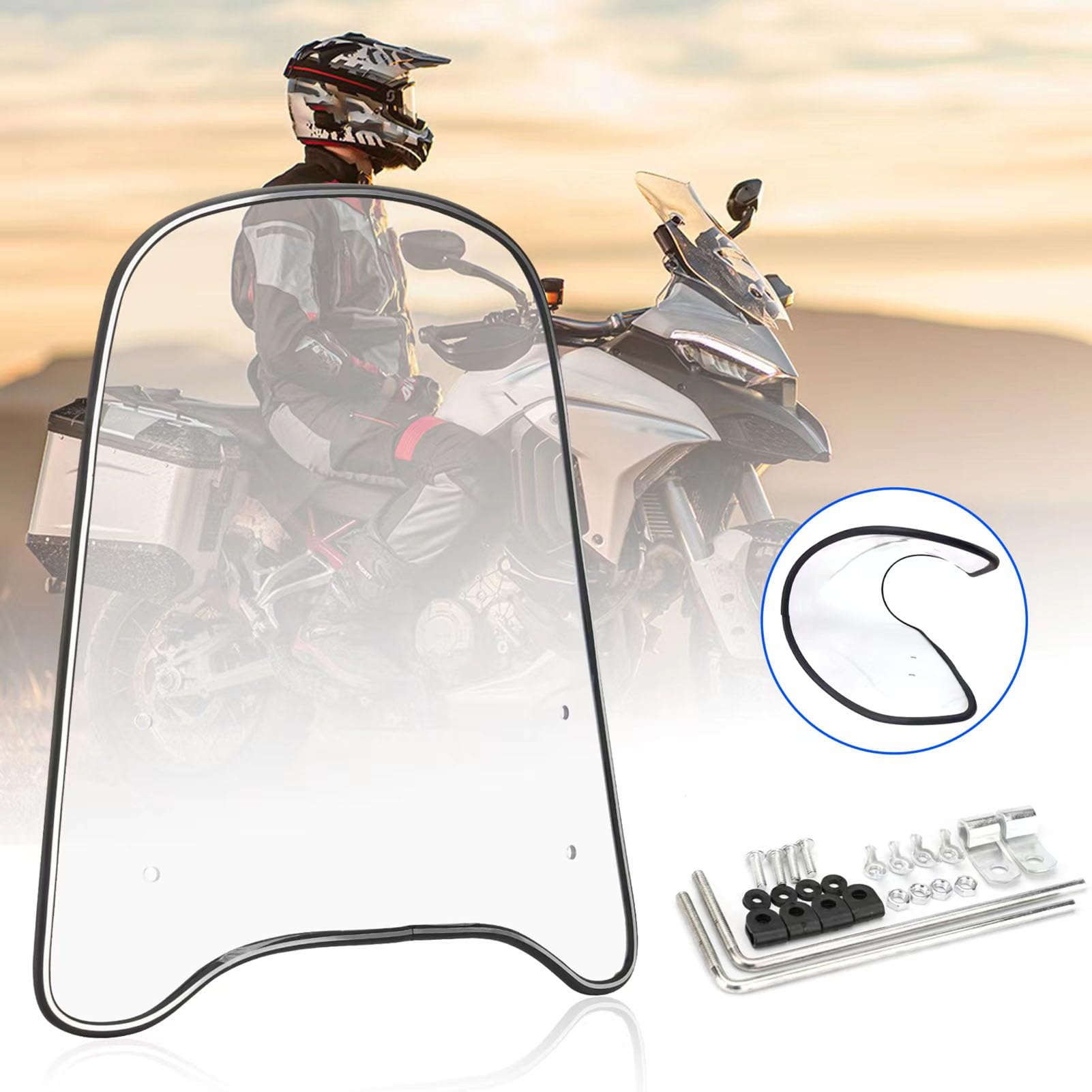 Parabrezza per Moto,Parabrezza Universale per Parabrezza per Moto Spoiler per Scooter Parabrezza con Bordo allargato Deflettore del Vento