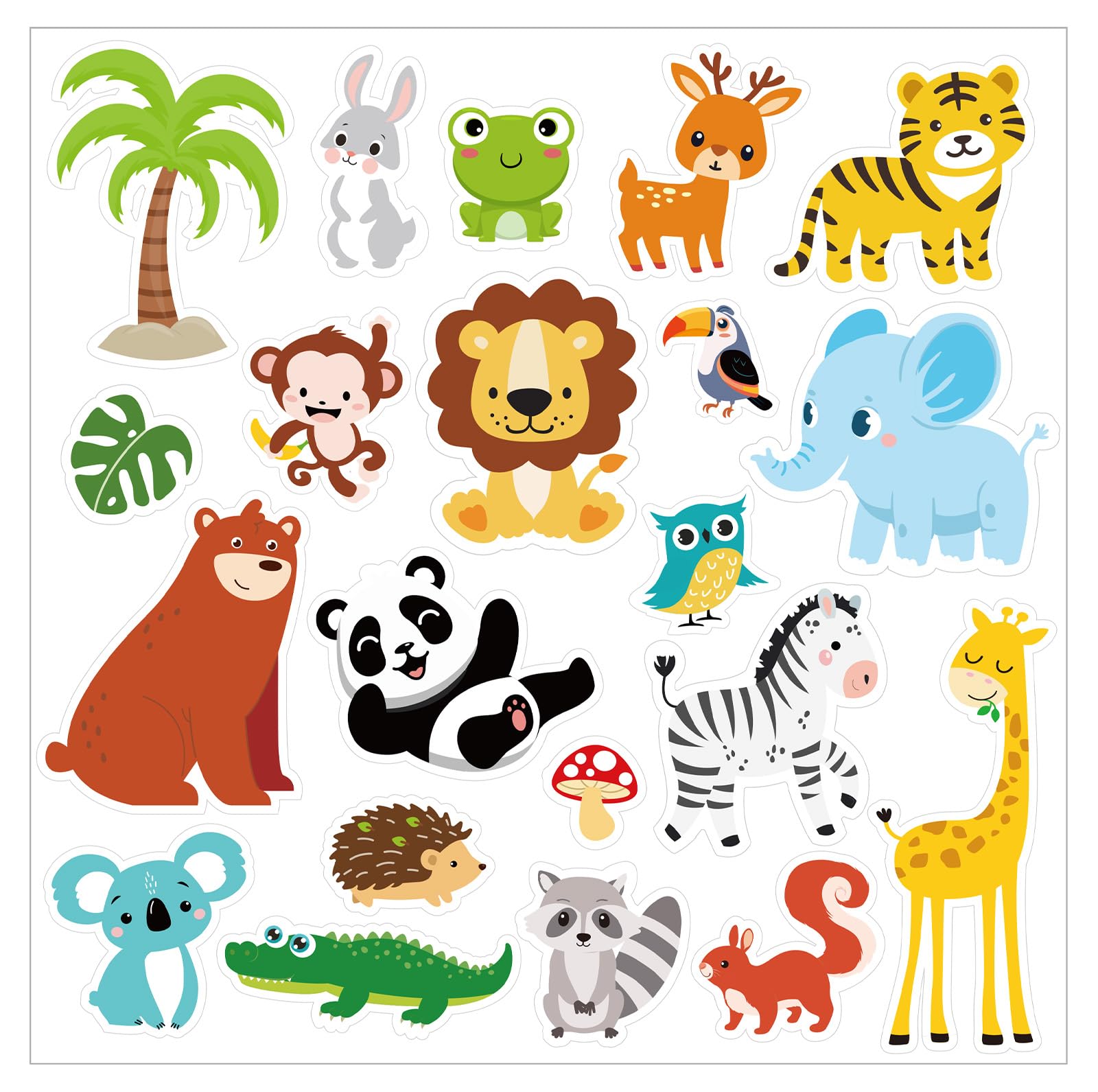 Frienda 500 Pcs Cute Jungle Animals Stickers for Kids Zoo Safari Animal Stickers for Kids Toddlers Adults Gifts Home Classroom Nursery Prizes Zoo