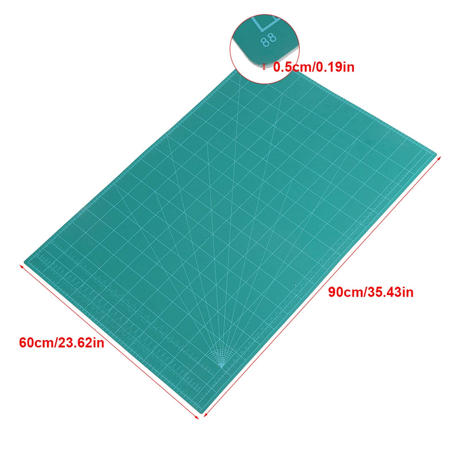 A1 Schneidematte, 60 x 90 x 0,5 cm 5-lagiges Dickes Selbstheilend PVC Schneideunterlage Schreibtischunterlage mit Doppelseitiges Design für Zwecke Schreiben Malen Schnitzen Grün