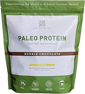 Paleo Protein Powder from Dr. Amy Myers - Double Chocolate - Clean Grass Fed, Pasture Raised Hormone Free - Non-GMO, Gluten & Dairy Free - Perfect for Keto and Paleo Diet - 19g Protein Per Serving